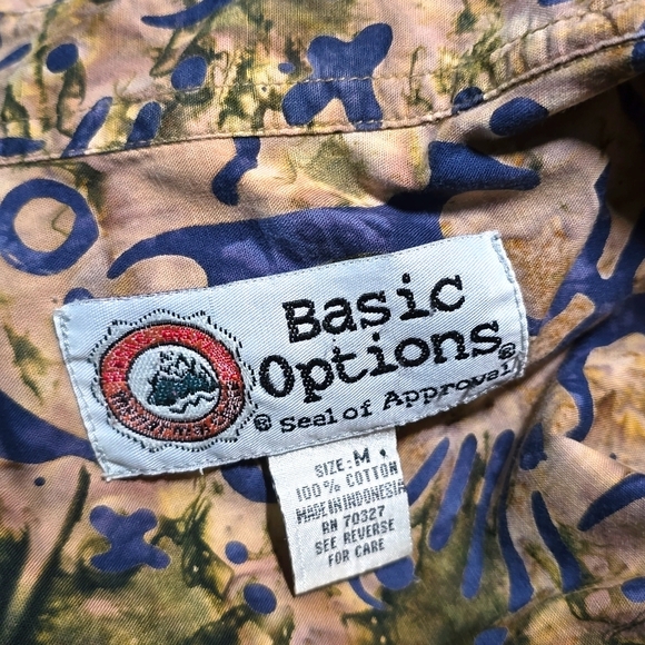 Vintage Basic Options ~ Tribal Print Batik Shirt - coco button down Men's Medium - Picture 2 of 5
